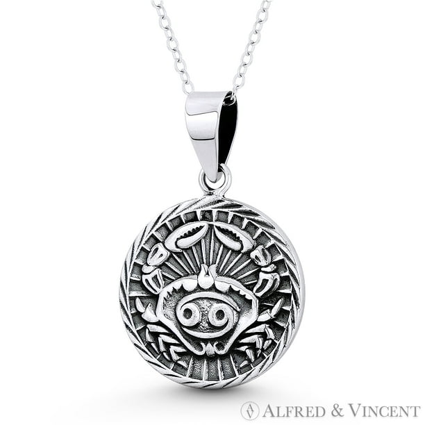 Sterling Silver Cancer Zodiac Sign Pendant Necklace